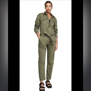 Current Elliott Mele Long Sleeve Utility Jumpsuit Green Relaxed Coveralls Size 1